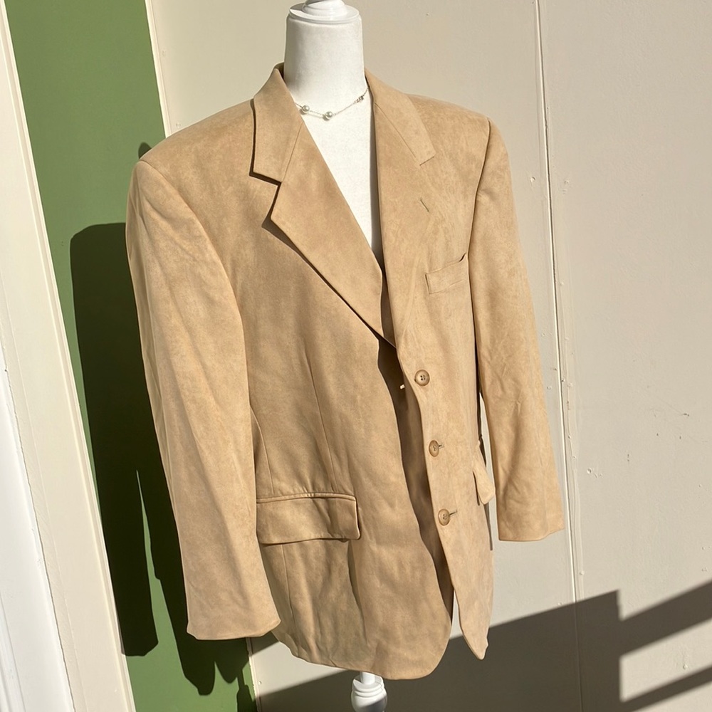 Vintage 80s 90s Feather Suede Neutral Tan Jacket - Picture 1 of 8